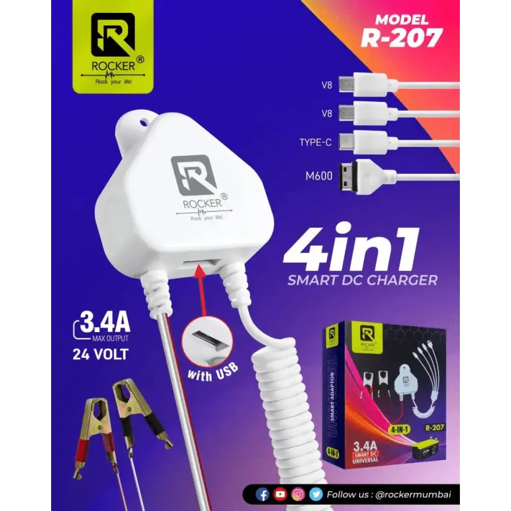 Rockers 4in1 smart DC charger 3.4amp fast