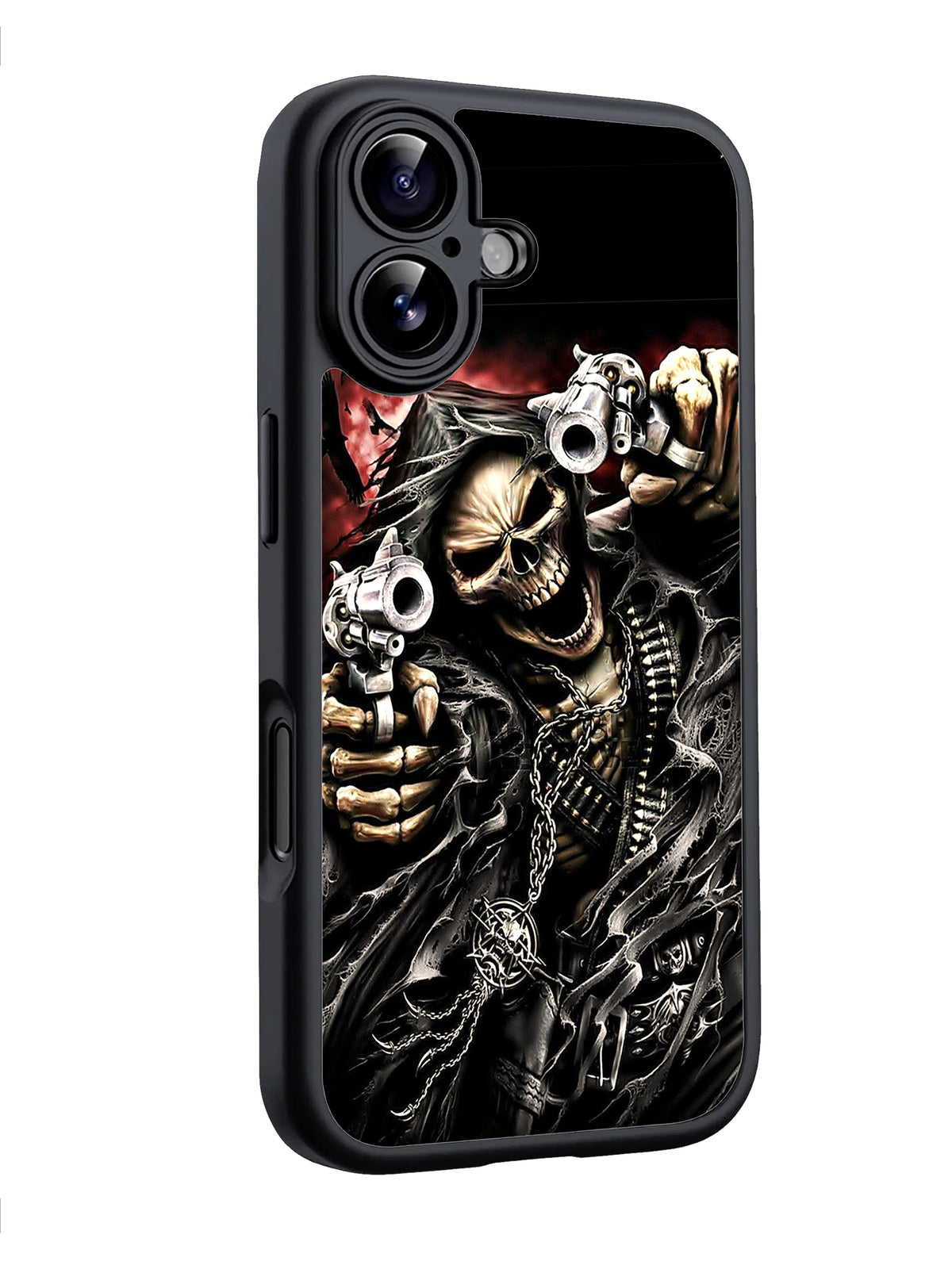 Rocky skull with Gun Glossy phone case RJ1742