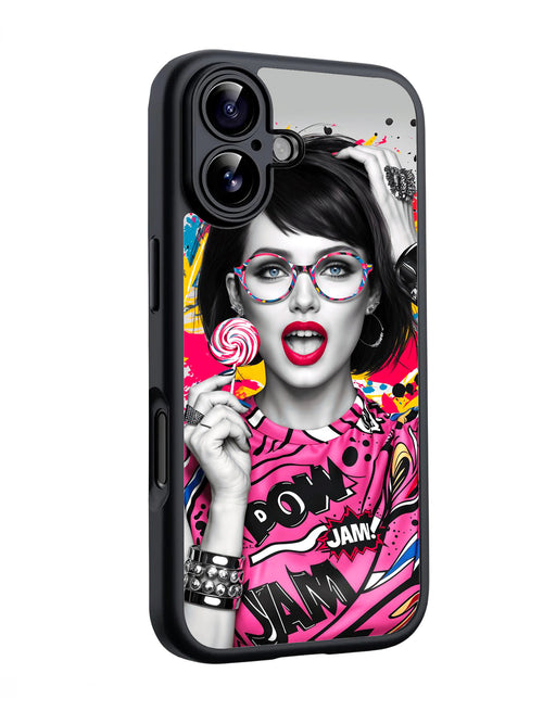 Pop-art Style Short-haired Woman Glossy phone case RJ2892