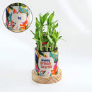 2-Layer Bamboo Plant With Pot - Personalized LUCKY PLANT