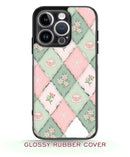 Green Pink checked phone case with flowers RJ3680 , girls like ...
