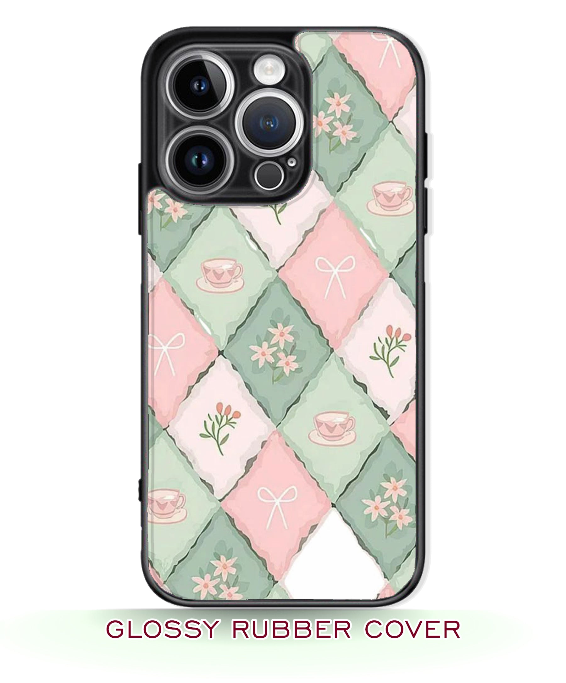 Green Pink checked phone case with flowers RJ3680 , girls like ...
