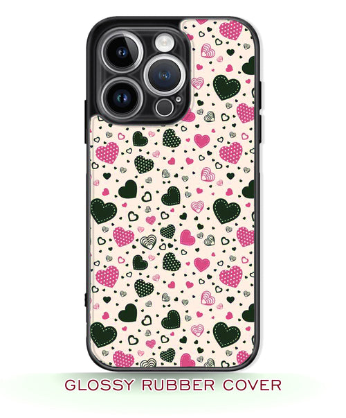Pink& Black hearts phone case with flowers RJ3681, girls like ...