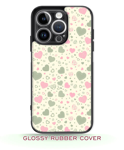 Pink & Green hearts phone case with flowers RJ3682, girls like ...