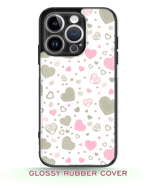 Pink & Green BIG hearts phone case with flowers RJ3683, girls like ...