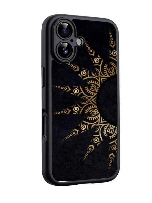 Golden celestial Mandala and Sun-inspired Pattern Glossy phone case RJ3756