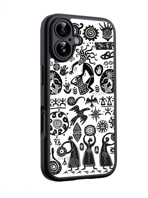 White background pattern with black Tribal Glossy phone case RJ3766