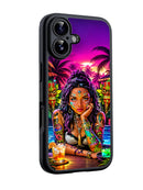 Tattooed woman with Purple hair Glossy phone case RJ3798