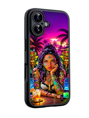 Tattooed woman with Purple hair Glossy phone case RJ3798