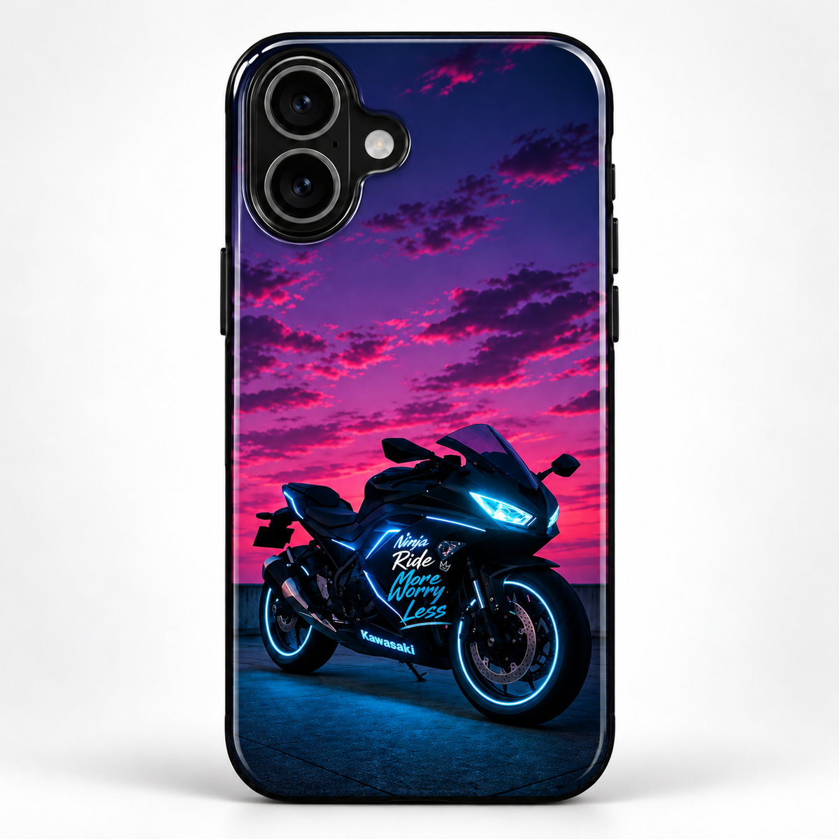 Kawasaki Ninja Ride More Worry Less Glossy Mobile Case RJ-MOTOR 008