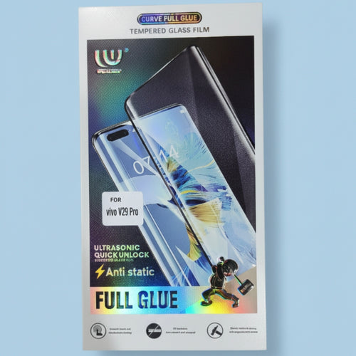 Vivo V29 Pro Full Glue Tempered Glass , Premium Quality Fingerprint Working