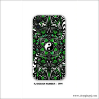 COLLAGE MOBILE SKIN| Yin Yang Peace Symbol GREEN