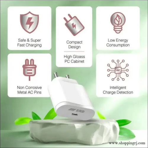 Erd 25w Pd Charger for Fast and Efficient Charging - White - Charger