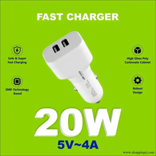 ERD FAST CAR CHARGER DUAL USB, CC - 42 20W - Car charger - car chargerRJ mobiles and accessories ThoothukudiNew arrivel