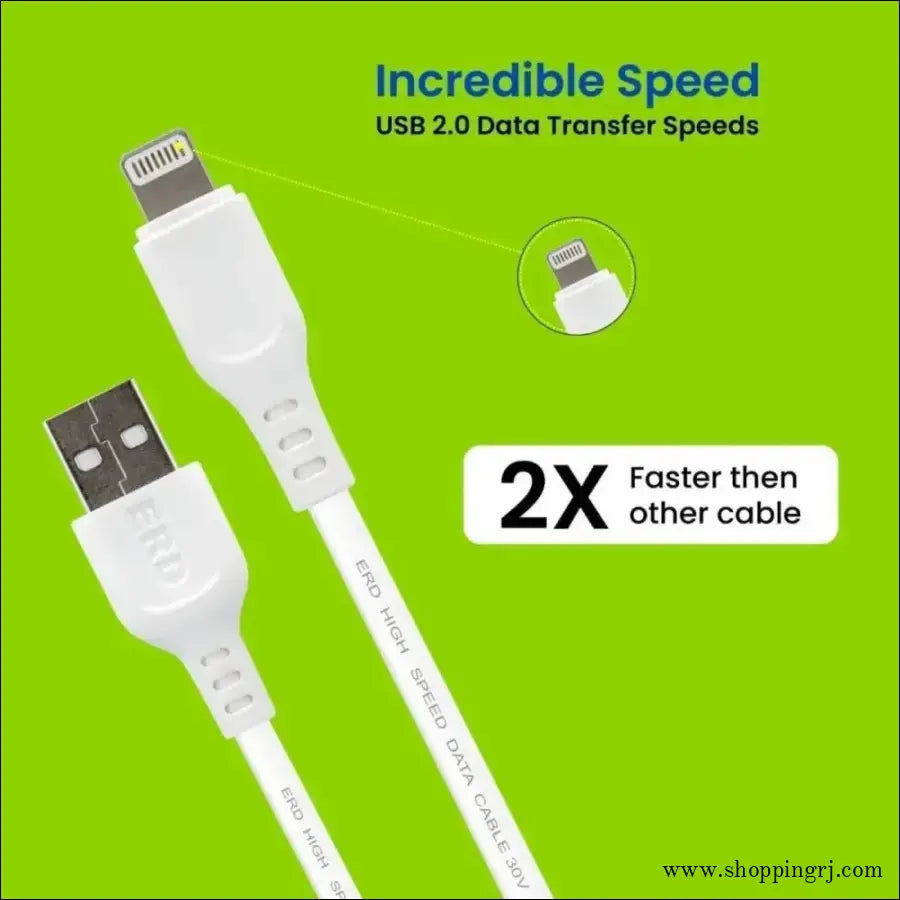 Erd Mobile Charger with Lightning Cable (iphone) Detachable Cable (white) - Charger