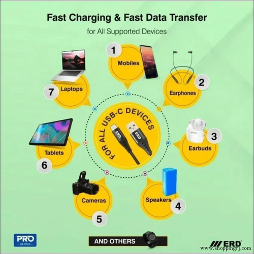 ERD UC 131 USB - C 35watt Braided Data Cable - Cable - 35w type c cableRJ mobiles and accessories Thoothukudicable