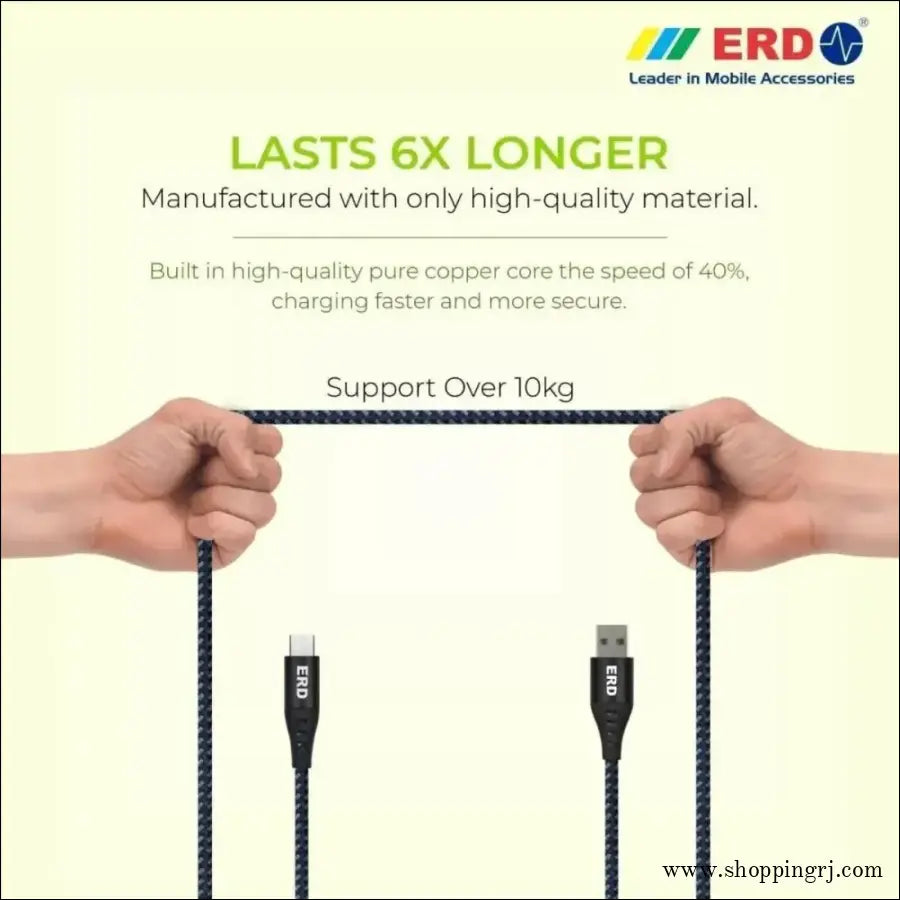 Erd Uc-59 Braided Metal Casing Micro Usb Data Cable (grey-black)