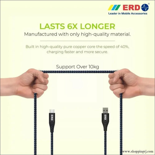 ERD UC - 59 Braided Metal Casing Micro USB Data Cable (Grey - Black) - Cable - cableRJ mobiles and accessories ThoothukudiNew arrival