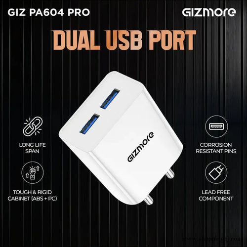 GIZMORE PA604M PRO 5V/2.4A Fast Charging Adapter