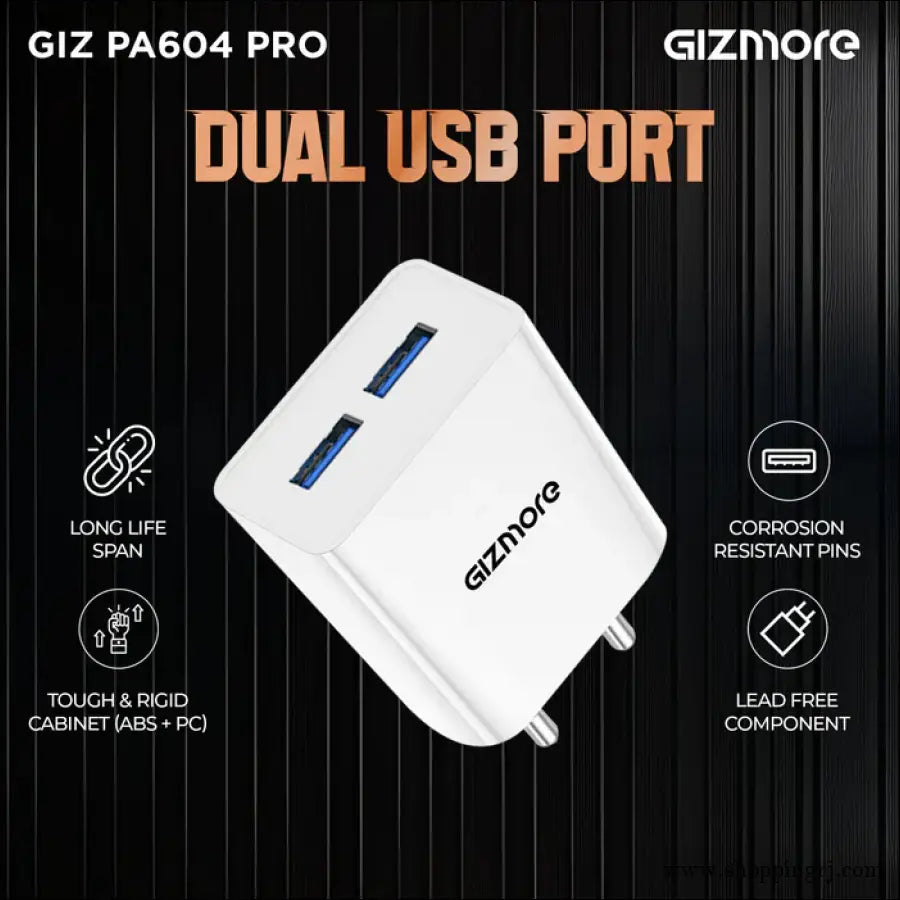 GIZMORE PA604M PRO 5V/2.4A Fast Charging Adapter