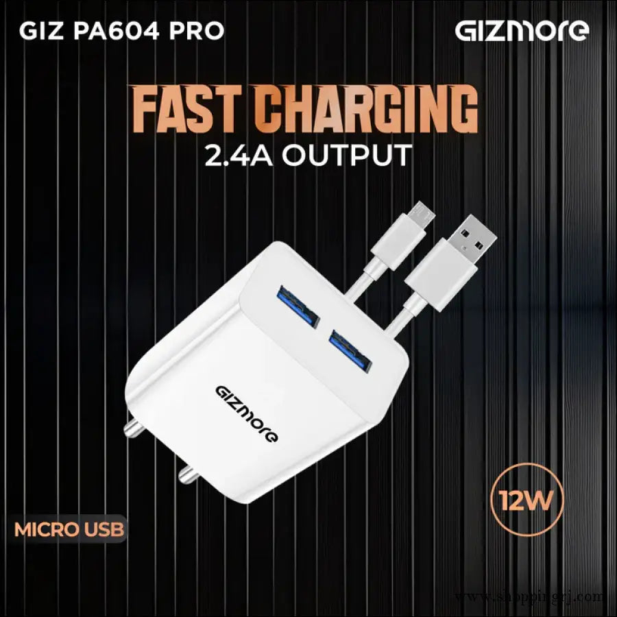 GIZMORE PA604M PRO 5V/2.4A Fast Charging Adapter