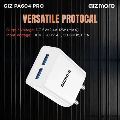 GIZMORE PA604M PRO 5V/2.4A Fast Charging Adapter