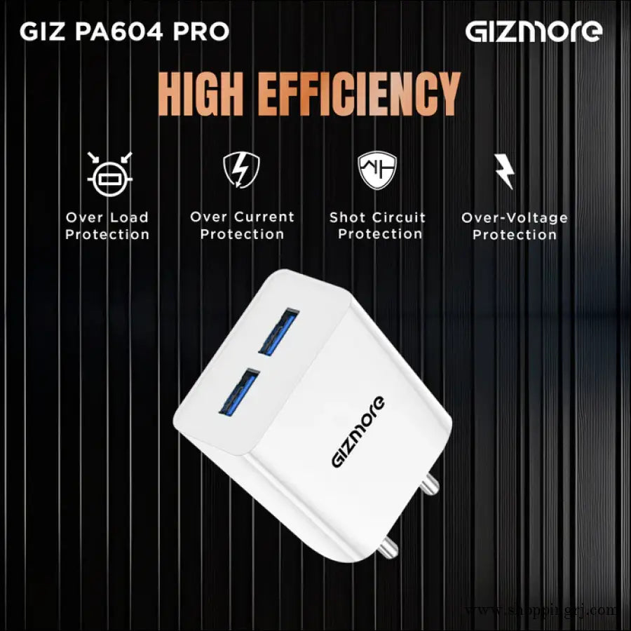 GIZMORE PA604M PRO 5V/2.4A Fast Charging Adapter