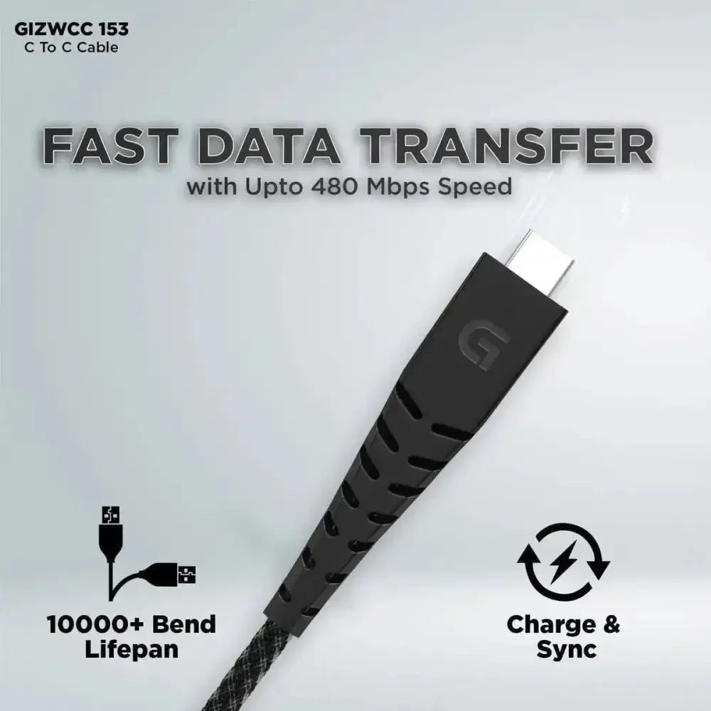 Gizmore WCC153 Type C to Type C charging cable, fast data transfer - Cable - cableRJ mobiles and accessories ThoothukudiNew arrival
