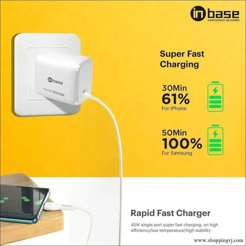 in Base Ether P451 45 W Fast Charger (Type C to Type C Cable, - 45watts chargerinbase brandchargers
