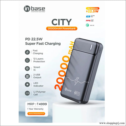 Inbase City 20000mAh Power Bank just 1300 - USB - Power bank