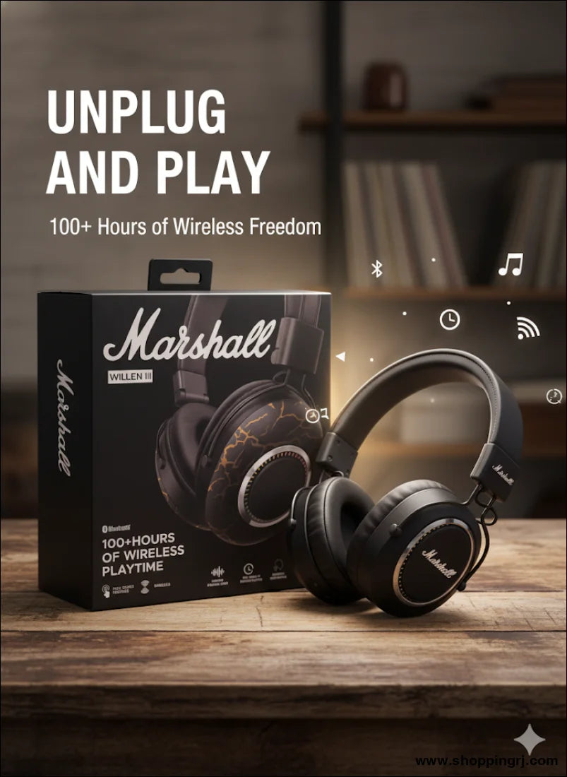 Marshall Willan 3 Bluetooth Headphone- 100 Hour Backup-clear Hd Sound- Full Touch Control - Premium