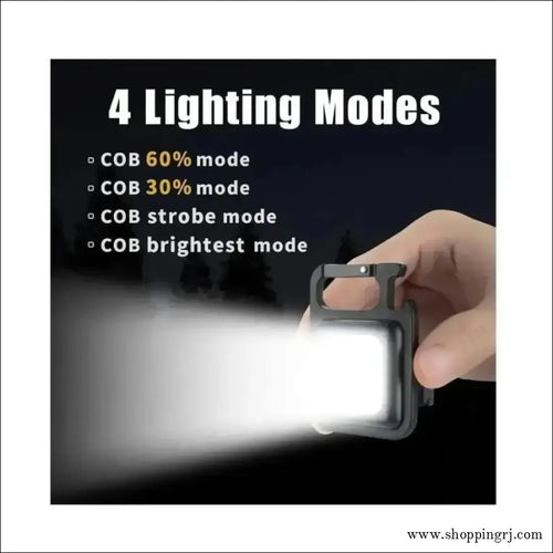 Multifunction Keychain Led Light with Bottle Opener Magnetic Base and Folding Bracket Mini Cob 800 Lumens Rechargeable