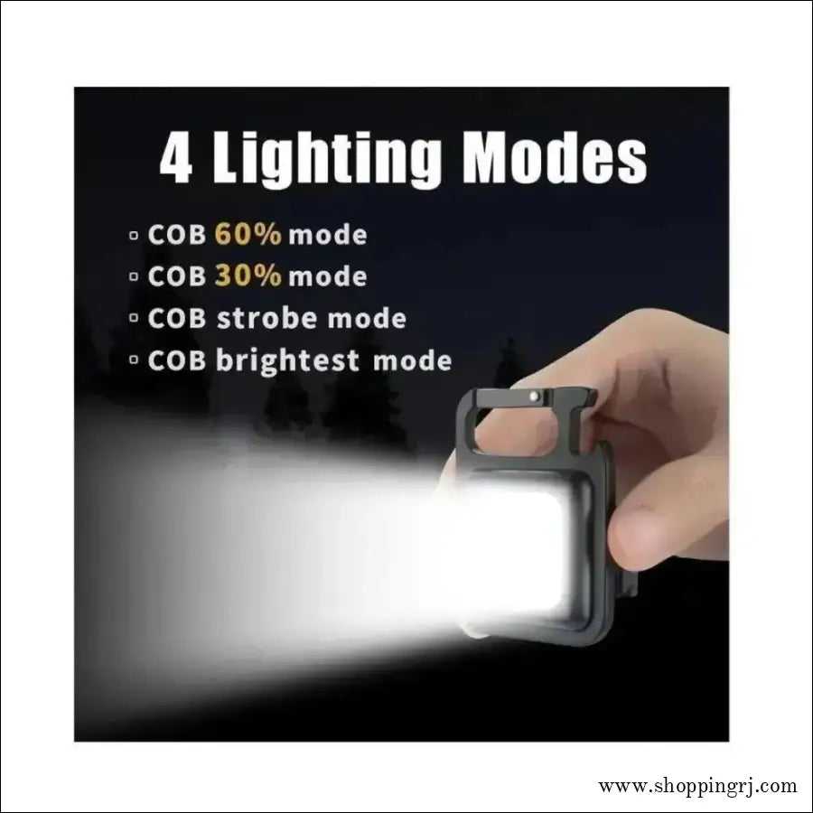 Multifunction Keychain Led Light with Bottle Opener Magnetic Base and Folding Bracket Mini Cob 800 Lumens Rechargeable