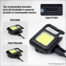 Multifunction Keychain Led Light with Bottle Opener Magnetic Base and Folding Bracket Mini Cob 800 Lumens Rechargeable