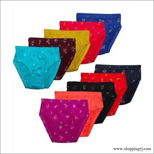 New Day Girls Cotton Print Panties Underwear with Inner Elastic- Pack of 10 (amla Junior) - Multicolor - Inners