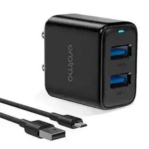 Oraimo Charger, Dual Port Fast Charger 5V/2.4A Fast Charging Adapter with Type B (V8)cable - charger - chargermobile chargerchargers