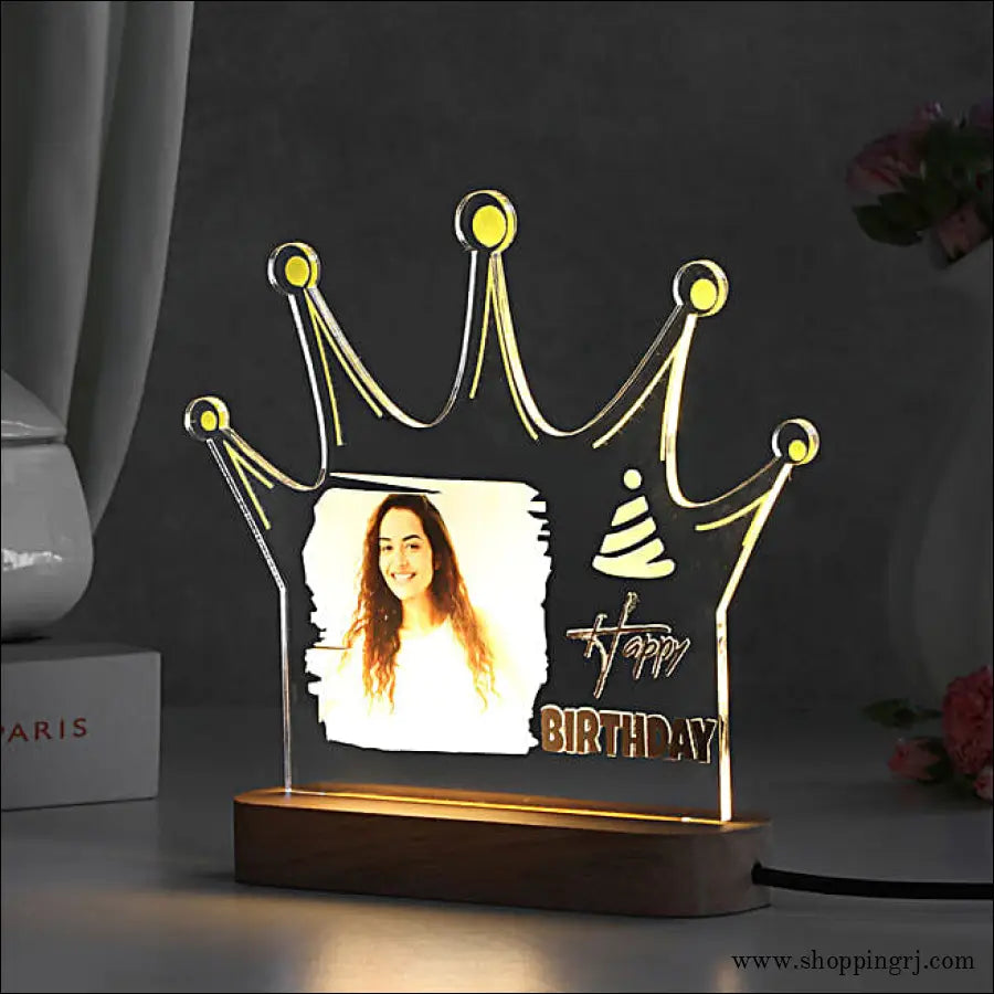 Personalised LED Crown Lamp for Birthday