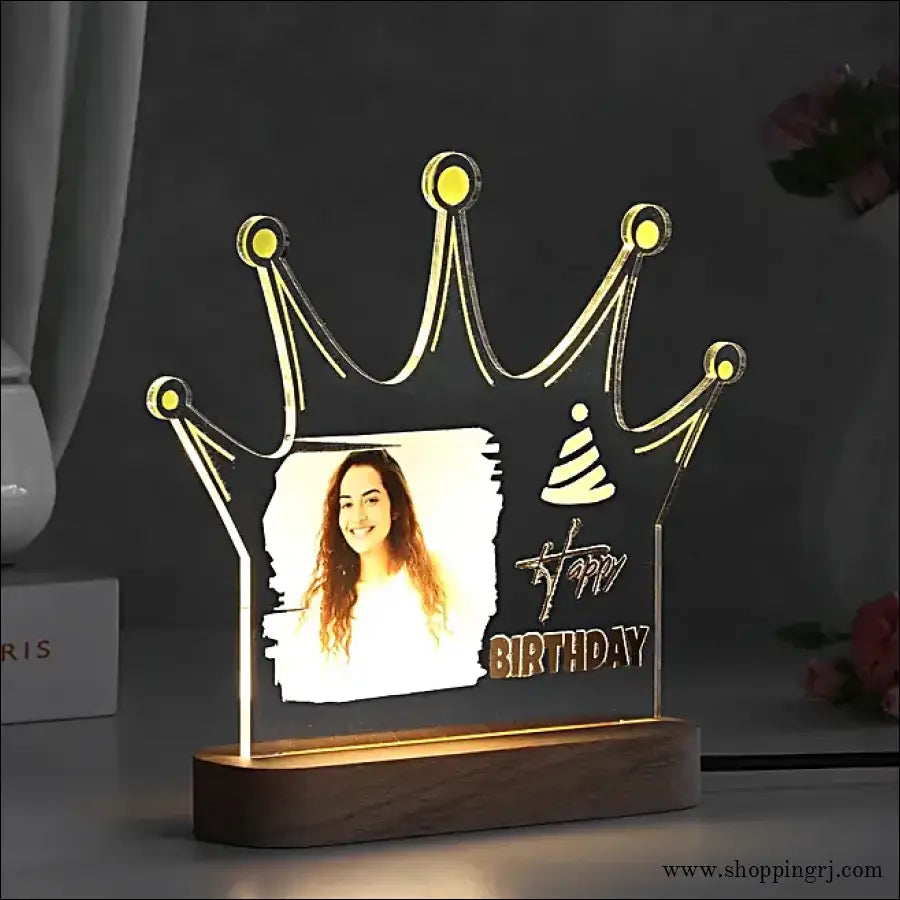 Personalised LED Crown Lamp for Birthday