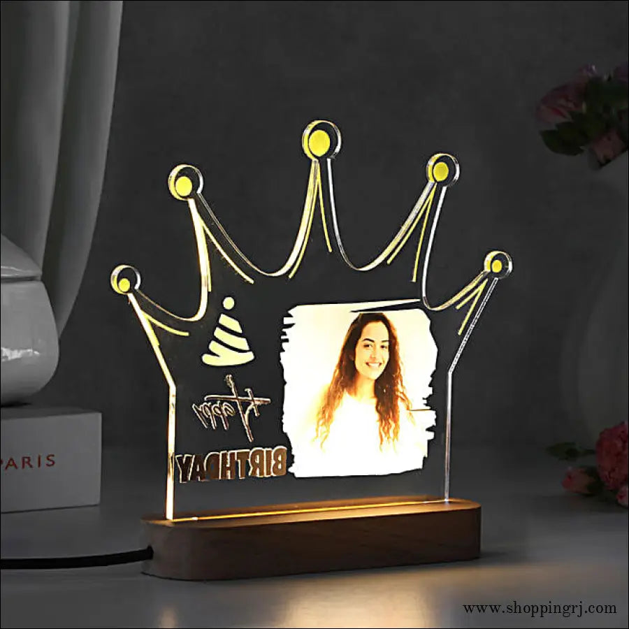 Personalised LED Crown Lamp for Birthday