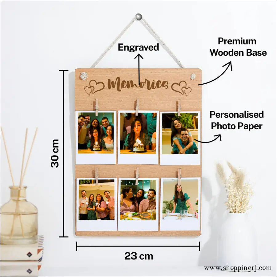 Personalised Wall Mountable Wooden Photo clip Board
