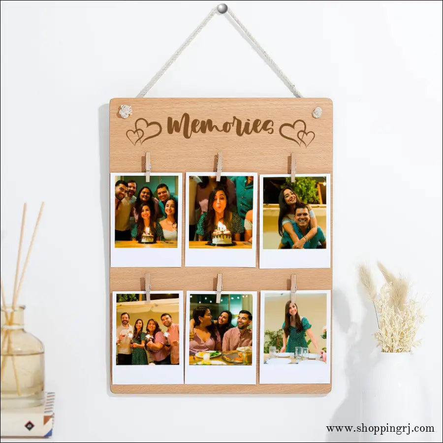 Personalised Wall Mountable Wooden Photo clip Board