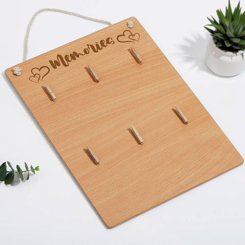 Personalised Wall Mountable Wooden Photo clip Board