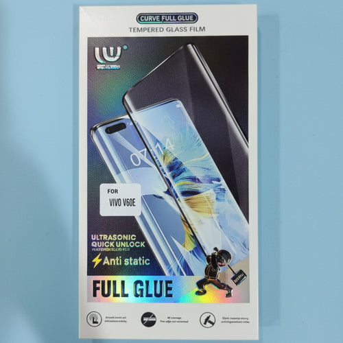 Vivo V60E Full Glue Tempered Glass , Premium Quality Fingerprint Working