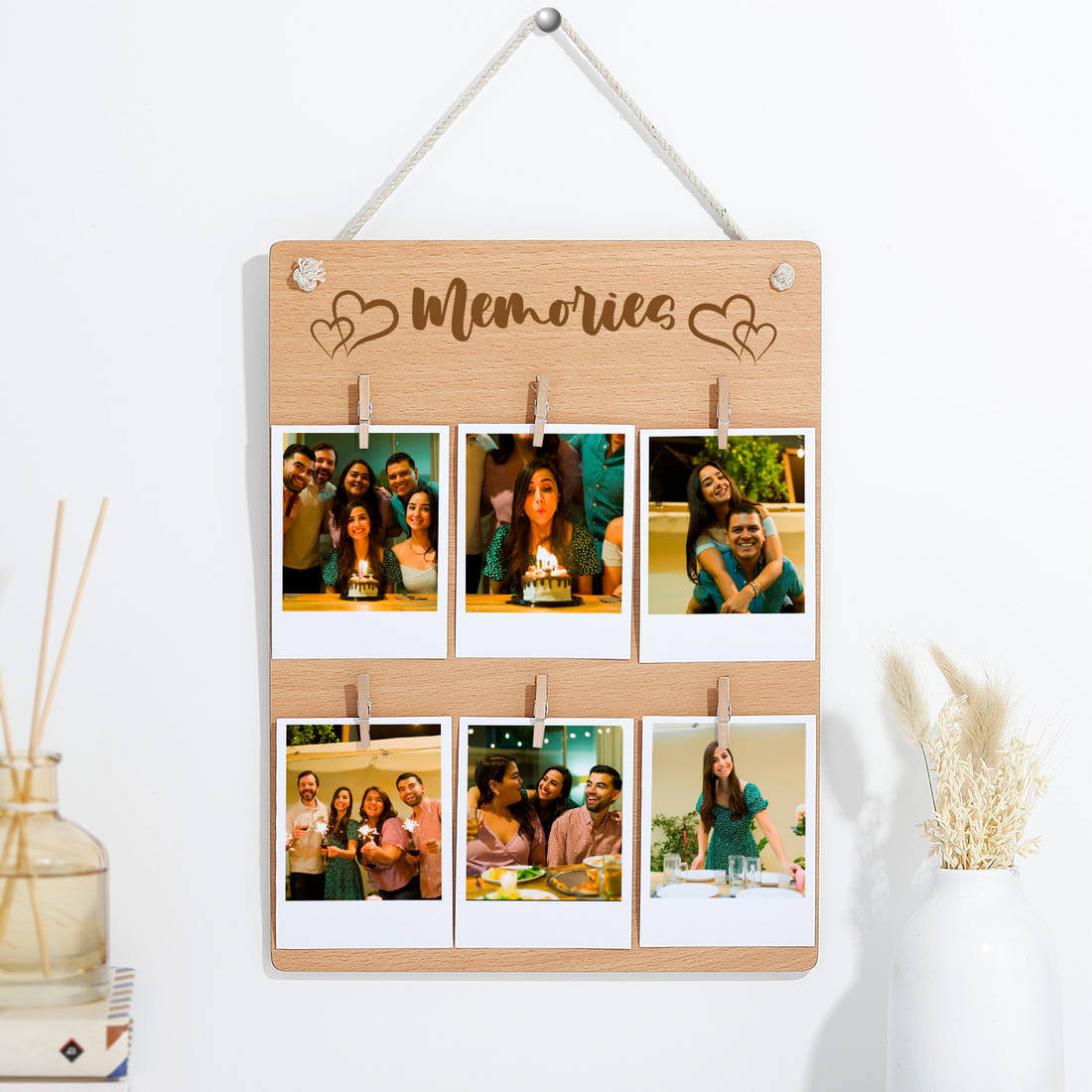 Personalised Wall Mountable Wooden Photo clip Board