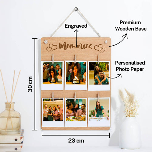 Personalised Wall Mountable Wooden Photo clip Board