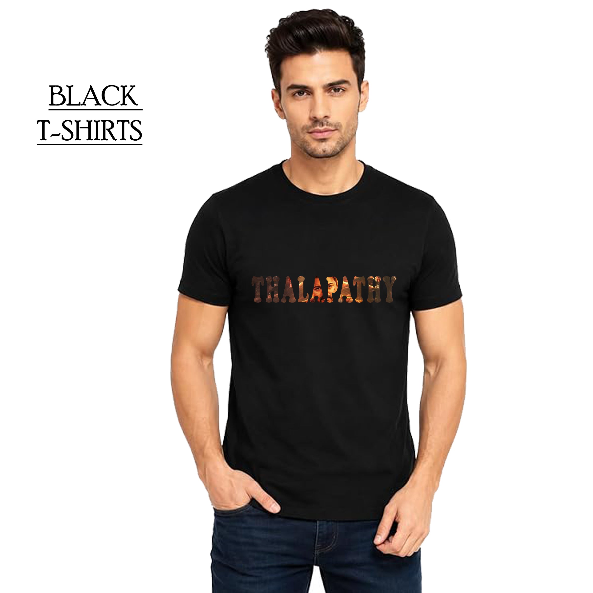 VIJAY ANNA DIFFERENT STYLE BLACK T-SHIRT TVK 14