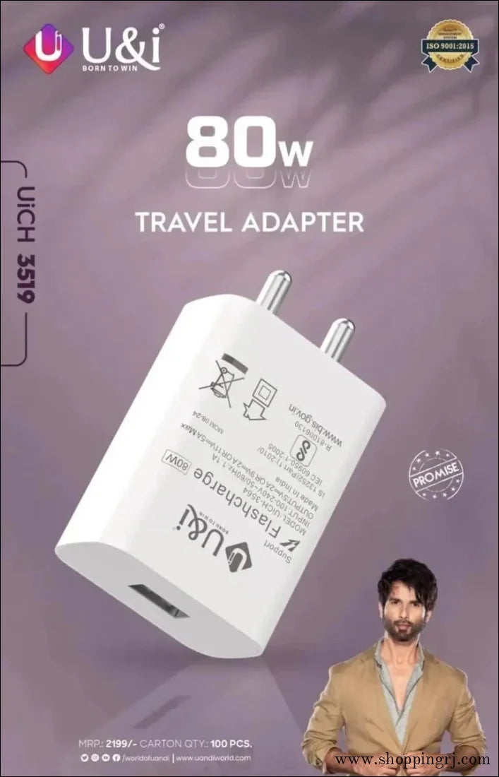 U&i 80w 3519 Flash Charge Charger | 80W Travel Adapter - charger - 80w chargermobile chargercharger