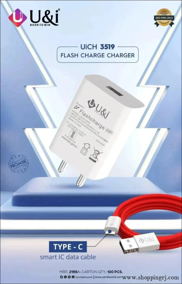 U&i 80w 3519 Flash Charge Charger | 80W Travel Adapter - charger - 80w chargermobile chargercharger