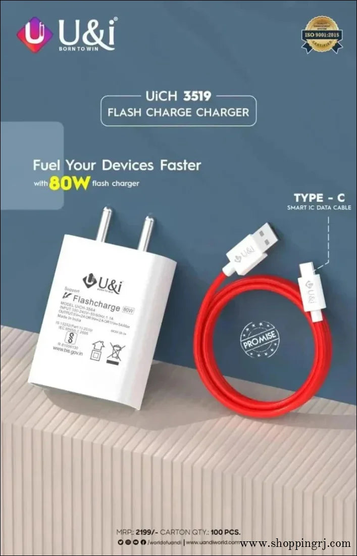 U&i 80w 3519 Flash Charge Charger | 80W Travel Adapter