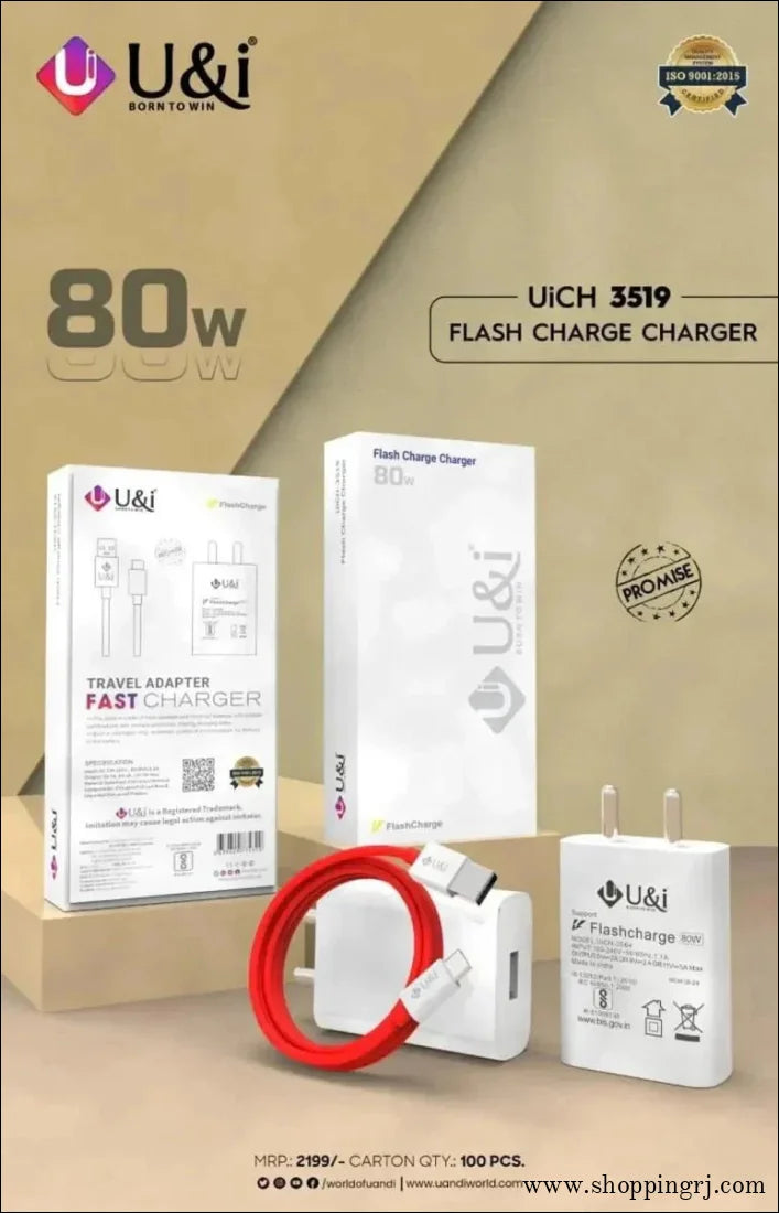 U&i 80w 3519 Flash Charge Charger | 80W Travel Adapter - charger - 80w chargermobile chargercharger